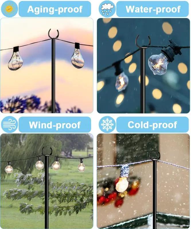 String Light Pole Stand for Outdoor String Lights Hanging, Use for Backyard, Garden, Patio, Party, Festival, Wedding, Picnic, 10FT, Matte, 3 Poles by GreenHaven Gardens