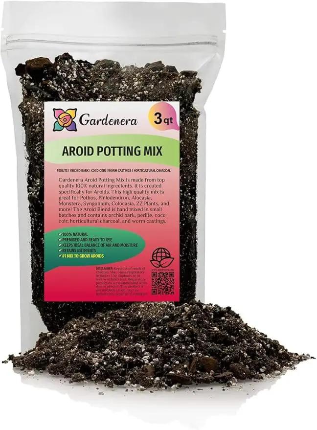 Premium Aroid Potting Mix - Soil Free Blend for Aroids - Growing Medium for House Plants by Gardenera - (3 Quart Bag) by GreenHaven Gardens