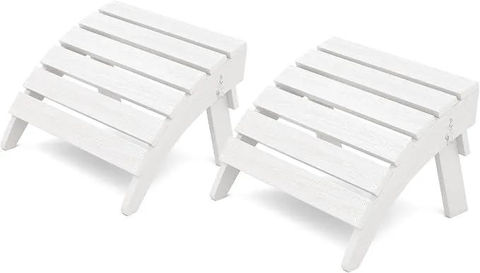 KINGYES Folding Adirondack Ottomans Set of 2 for Adirondack Chair, White by GreenHaven Gardens