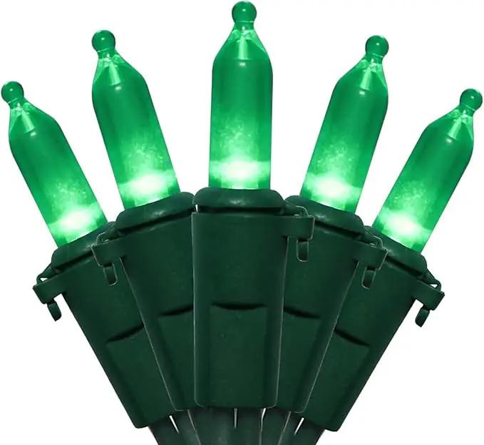 Green Christmas LED Lights - 2 Pack 100 Count Green Christmas String Lights for Tree, Party, Holiday, Indoor/Outdoor St. Patrick's Day Decorations, 2 Sets 33 Feet Green Wire, UL Certified, Connectable by GreenHaven Gardens