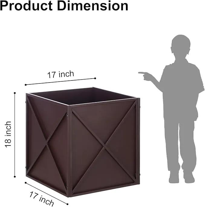 SUNNYPARK Large Metal Planter Box 17”x 17”x 18”, Square Modern Brown Metal Planter Box Heavy Duty with Drainage Holes for Outdoor Garden Patio by GreenHaven Gardens