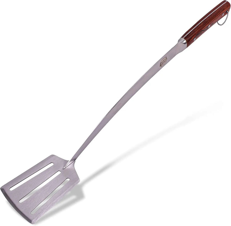 Grill Spatula 24-inch Super Long for Grilling Barbecue Griddle and Fire Pit Extra Strong Curved Neck Premium Hardwood Handle Large Stainless Steel Blade For BBQ Outdoor Kitchen and Grilled Food by GreenHaven Gardens