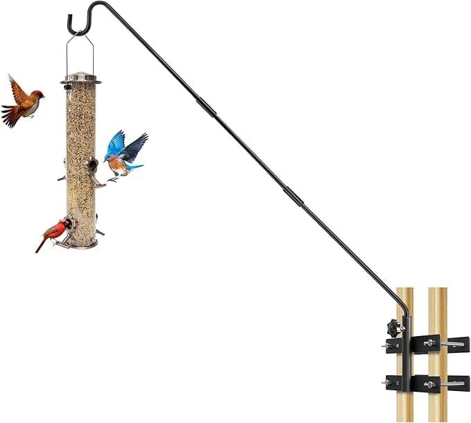 Heavy Duty Deck Hook-Deck Railing Plant Hanger, 29 to 43 Inch Extended Bird Feeder Hanger W/Double Clamps,Versatile Deck Shepherd Hook for Hanging Bird Feeders,Lanterns,Planters etc. by GreenHaven Gardens