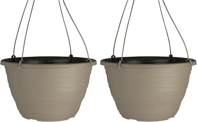 The HC Companies Wrapt Hanging Planters - Lightweight Plant Pot Hanger for Hanging Plants, Vegetables & Herbs - Outdoor & Indoor Hanging Basket for Plants (13" Pepperstone, Pack of 2) by GreenHaven Gardens