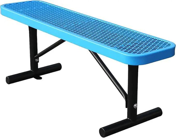 4 Feet Heavy Duty Metal Park Bench for Outside, Outdoor Bench with Portable Frame, Commercial Benches for Shopping Mall, Store, Park, Patio, Deck, Blue