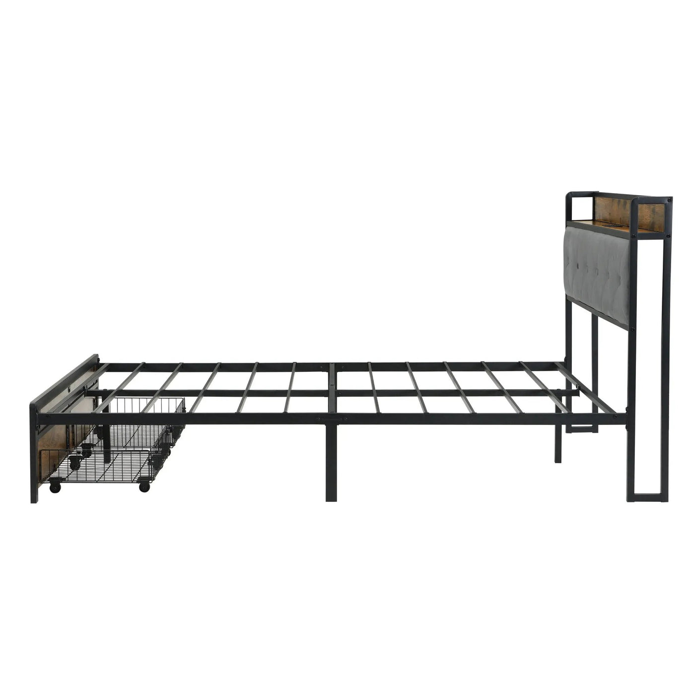 Modern Bed Frame With LED Lights, Upholstered Headboard, USB Charging by Unique Piece Furniture