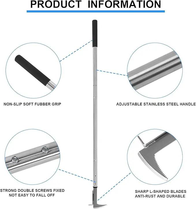Crack Weeder, Stainless Steel Manual Crevice Weeding Tool, Long Handle Weed Grabber Remover, L-Shaped Manual Weeder Puller, Durable Crevice Weeding Tool for Sidewalk Garden Patio Lawn by GreenHaven Gardens