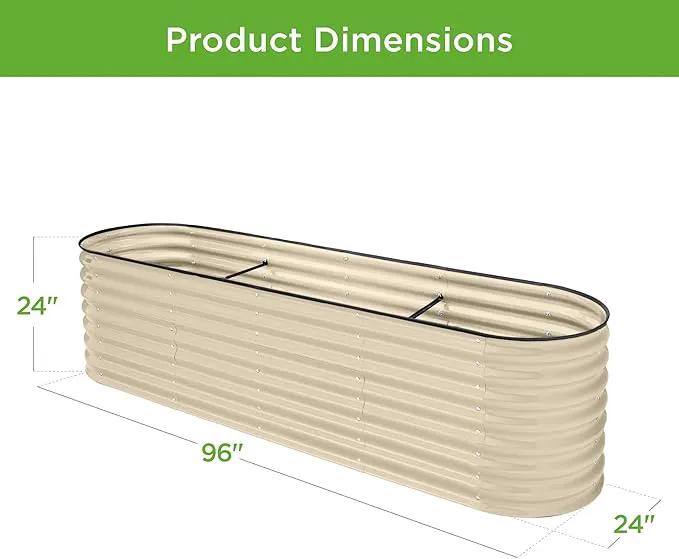 Best Choice Products 8x2x2ft Metal Raised Garden Bed, Oval Outdoor Deep Root Planter Box for Vegetables, Herbs w/ 4 Support Bars, 215 Gal Capacity - Beige by GreenHaven Gardens