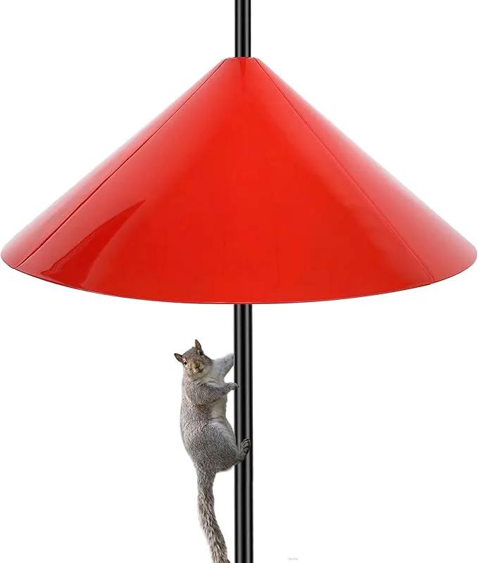Squirrel Baffle for Bird Feeder Pole, 19-Inch Outdoor Bird Feeder Guard, Squirrel-Proof Birdhouse Baffles, Shepherd's Hook for Outside(Red) by GreenHaven Gardens