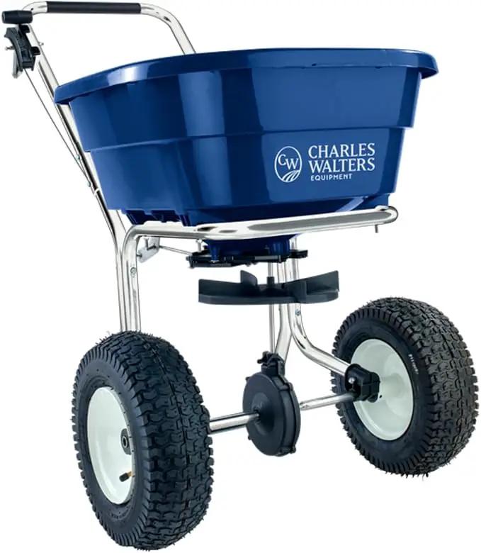 Charles Walters Equipment CW2800S Landscape Rated Broadcast Spreader with Stainless Steel Frame for Spreading Fertilizer and Ice Melt on Lawns, Walkways, and Driveways, 80lbs Capacity, 38" x 33" by GreenHaven Gardens