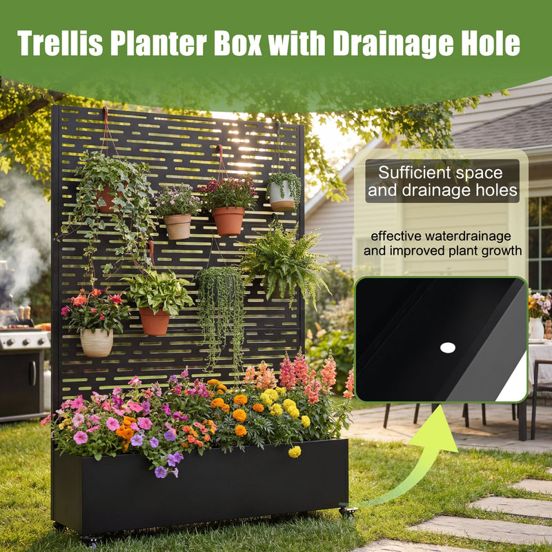 Metal Raised Garden Bed with Wheels and Trellis by HouseOfZazla
