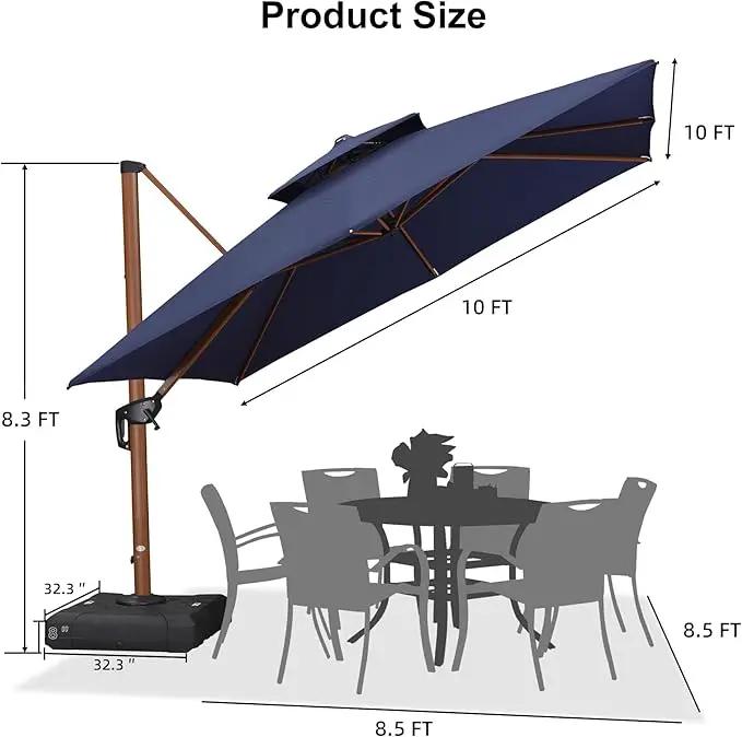 PURPLE LEAF 10ft Patio Umbrella with Base Outdoor Square Umbrellas Large Cantilever Umbrella Windproof Offset Umbrellas Heavy Duty Sun Umbrella for Garden Deck Pool Patio, Navy Blue by GreenHaven Gardens