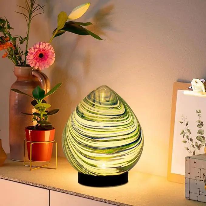 Table Solar Lanterns Outdoor Waterproof LED 6.7" Glass Desktop Decorative Lanterns Solar Globe Lights for Patio Balcony Pathway Porch Gardening Gifts for Women(Green) by GreenHaven Gardens