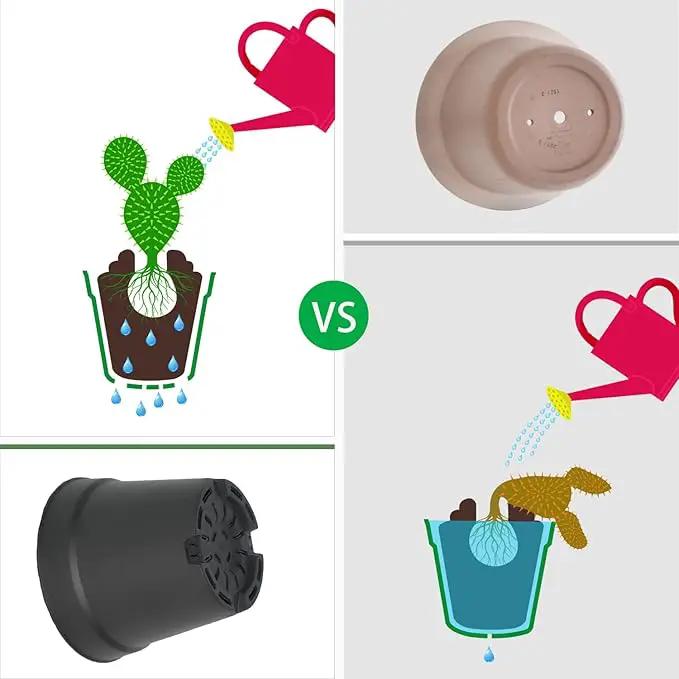 4 inch Small Plant Pots, 28 Pack Plastic Planters with Drainage Holes and Saucers for Flowers Plants, Succulents, Seed Starting Pots, Black by GreenHaven Gardens