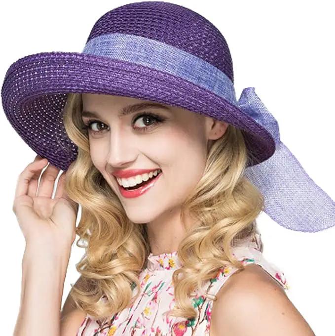 Cyiecw Women Floppy Sun Hats Fashionable Summer Wide Brim Cap BeachStraw Hat UV UPF50 Travel Packable Cotton