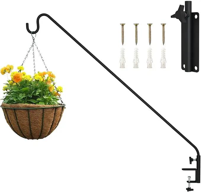 ERYTLLY Heavy Duty Deck Hook Wall Mounted Hook, Extensible and Adjustable Deck Hook with 2" Non Slip Horizontal Clamp for Hanging Bird Feeder, Plants, Suet Baskets,Wind Chimes,Lanterns and More by GreenHaven Gardens