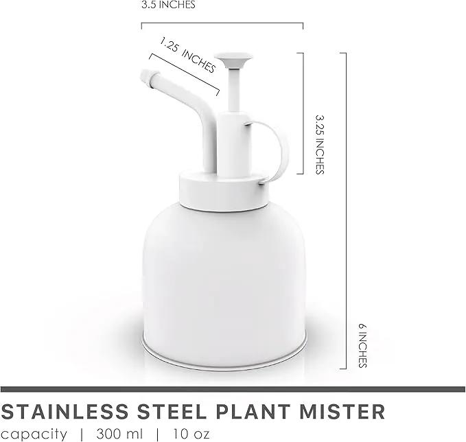 Plant Mister Spray Bottle Stainless Steel Watering Can for Indoor Plants Bonsai Sprayer Succulent Spritzer Houseplant Atomizer Terrarium Mister Modern Garden Tools 10oz/300ml White by GreenHaven Gardens