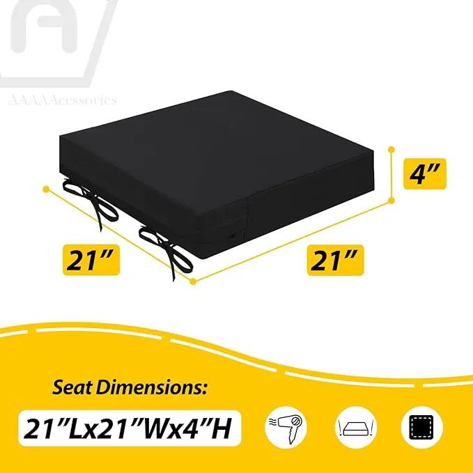AAAAAcessories Outdoor Seat Cushions for Chairs, Waterproof, Fade-Resistant Patio Furniture Replacement Cushions, 21" x 21" x 4", Set of 2, Black by GreenHaven Gardens