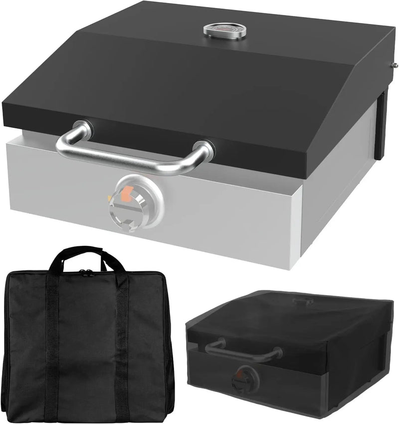 Griddle Lid for Blackstone 17 Inch Adventure Ready 1832 Tabletop Griddle, 1650 Flat Top Grill Station, Hinged Lid Hard Cover with Carry bag and Cover for Blackstone Flat Top Grill by GreenHaven Gardens