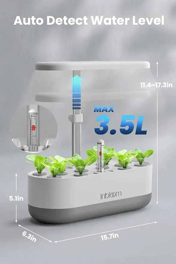 inBloom 12 Pods Hydroponics Growing System Indoor Garden with LED Grow Light and Pod Kit, Plants Germination Kit with 4.2L Water Pump Accelerate, Height Adjustable, Gardening Gifts for Women, White by GreenHaven Gardens