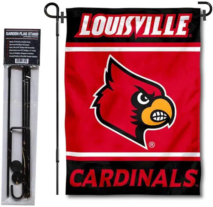 College Flags & Banners Co. Louisville Cardinals Garden Flag with Stand Holder by GreenHaven Gardens