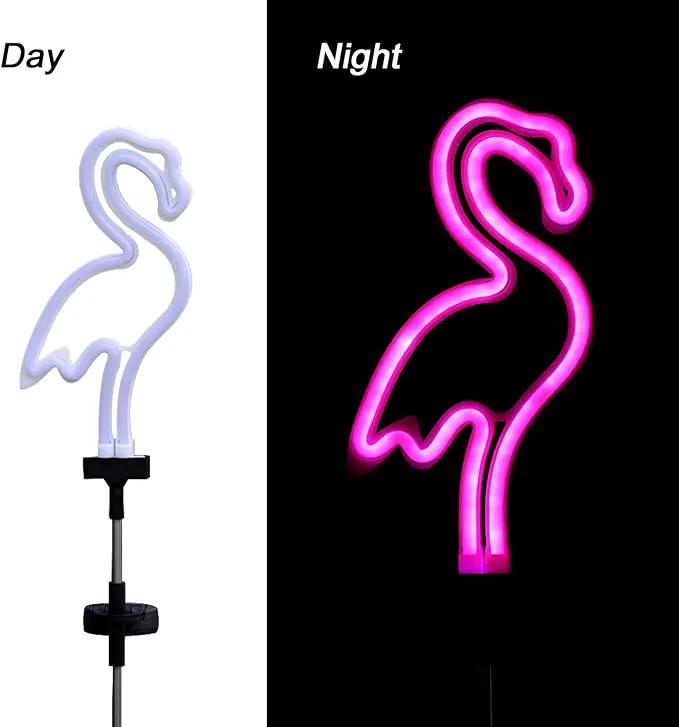 Flamingo Solar Garden Stake Lights, [Set of 2] Outdoor Solar Pathway Light for Lawn Patio Yard Walkway, Neon Pink Lighting (29.5" Height) by GreenHaven Gardens