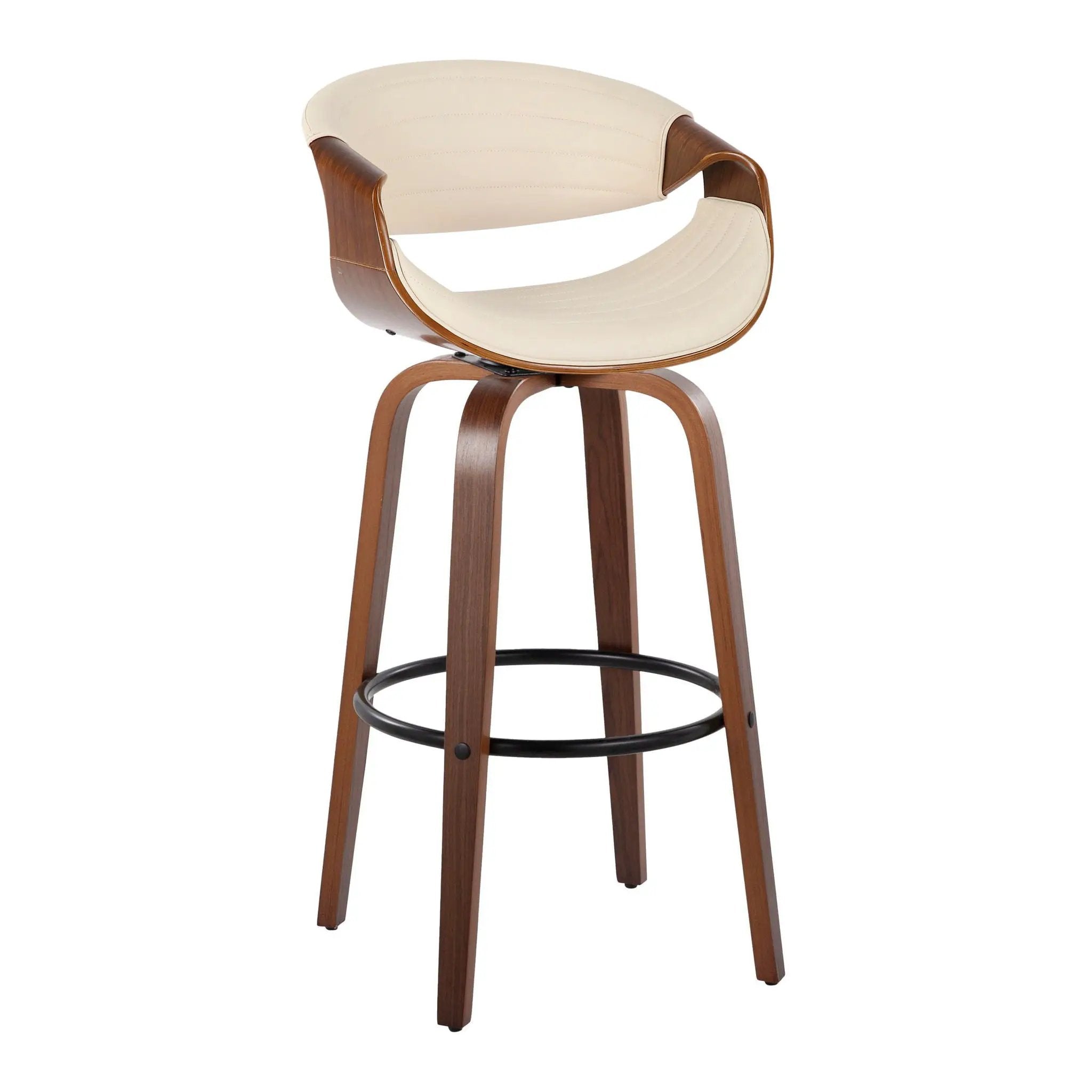 Symphony - Mid Century Modern Fixed Height Barstool With Swivel And Round Footrest (Set of 2) by Unique Piece Furniture