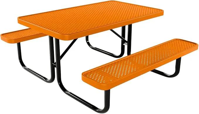 Coated Outdoor Furniture Heavy-Duty Portable Outdoor Kids Table, Punched Steel Kids Picnic Table, Commercial-Grade Picnic Table, Made in America (4ft Rectangular, Childrens, Textured Orange) by GreenHaven Gardens