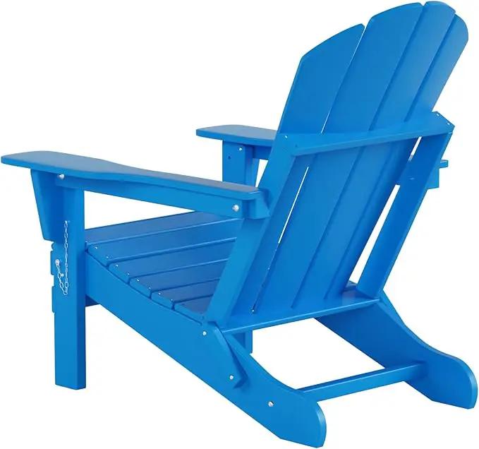 WO Home Furniture Adirondack Chairs Table Set of 3 PCS Outdoor Folding Chairs Coffee Table Weather/UV Resistant for Lawn, Garden, Bon Fire, Balcony (Pacific Blue) by GreenHaven Gardens