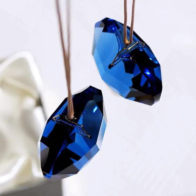 Blue Heart Crystal Suncatcher, 2pc 45mm Hanging Prism for Windows, Outdoor Indoor Decoration, Rainbow Maker Gifts for Mom, Grandma, Friend by GreenHaven Gardens