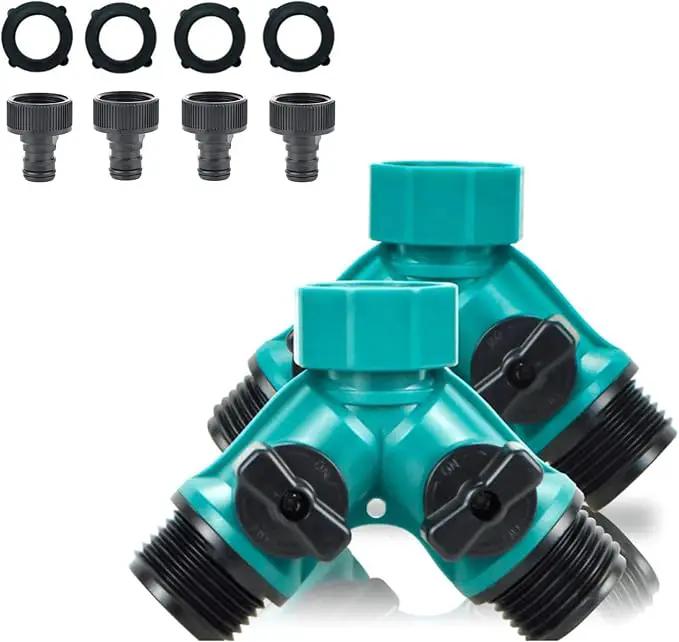 Garden Hose Splitter, 2pcs 3/4" 2 Way Plastic Water Hose Splitter, Garden Hose Connector with Faucet Watering Shut Off for Landscaping, Gardening, Flower Planting, Irrigation by GreenHaven Gardens