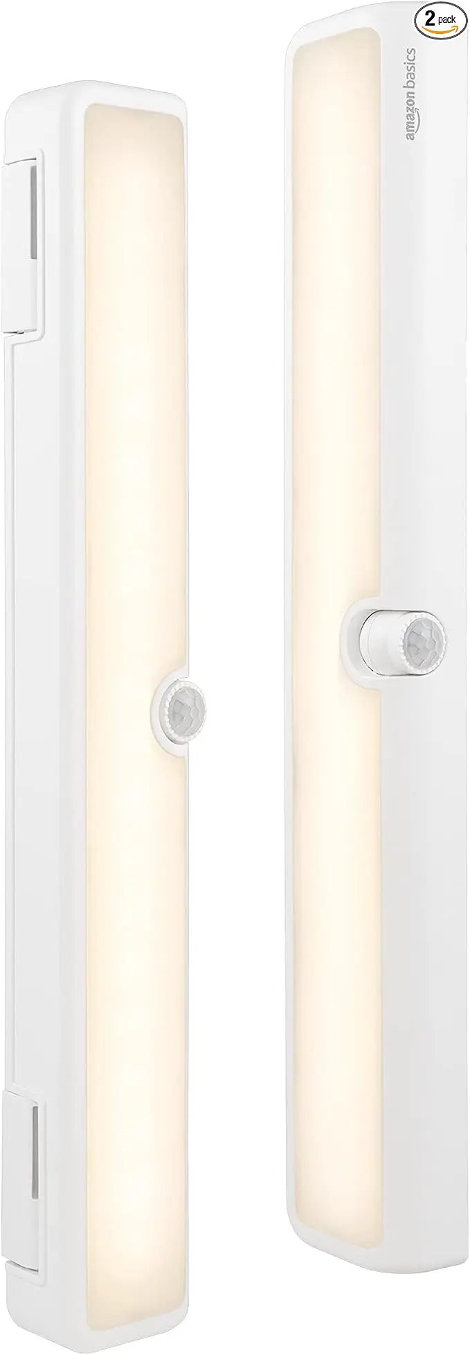 Amazon Basics LED USB/Battery Operated Light Bar, Swivel Motion Sensor, Stick on Lights, 250 Lumens, 12 Inches, Under Cabinet Lighting, Closet, Kitchen, 2 Pack, White by GreenHaven Gardens