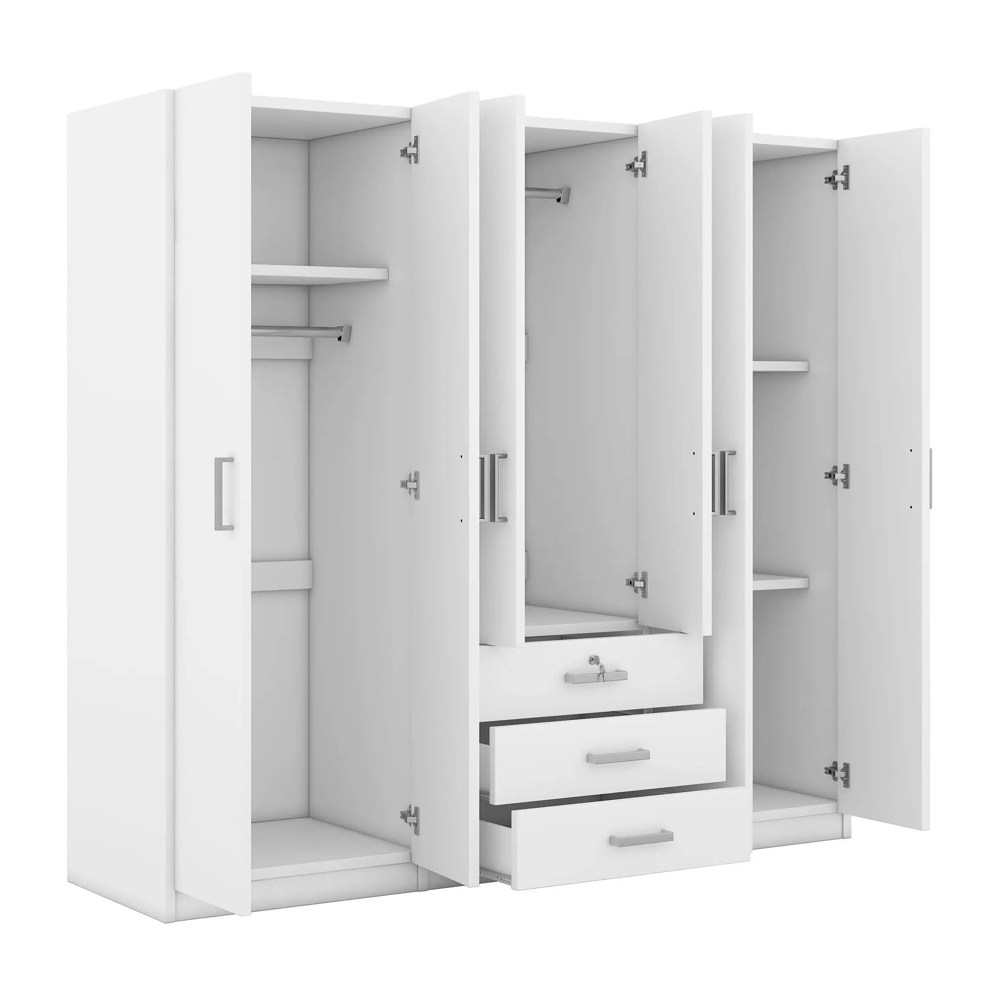 6 Doors Wardrobe Storage For Bedroom, With Big Drawers by HouseOfZazla