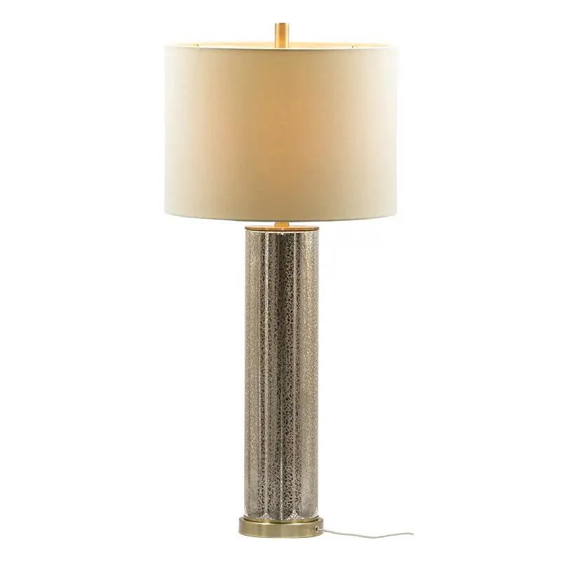 16x16x35 Gold Mirrored Glass Table Lamp with White Fabric Shade by HouseOfZazla
