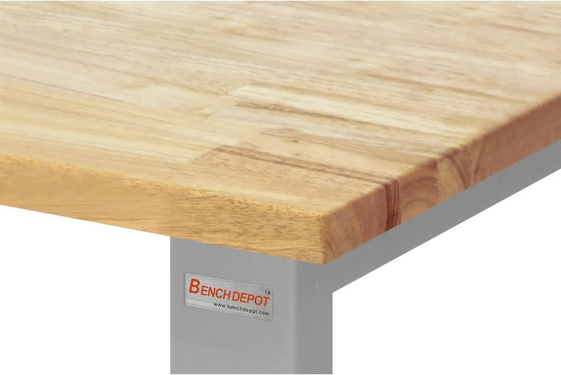 Table & Workbench: 1" Thick Solid Oiled Wood Butcher Block Top, Height Adjustable - 30" D x 48" L x 30" - 36" H - by BenchPro by GreenHaven Gardens