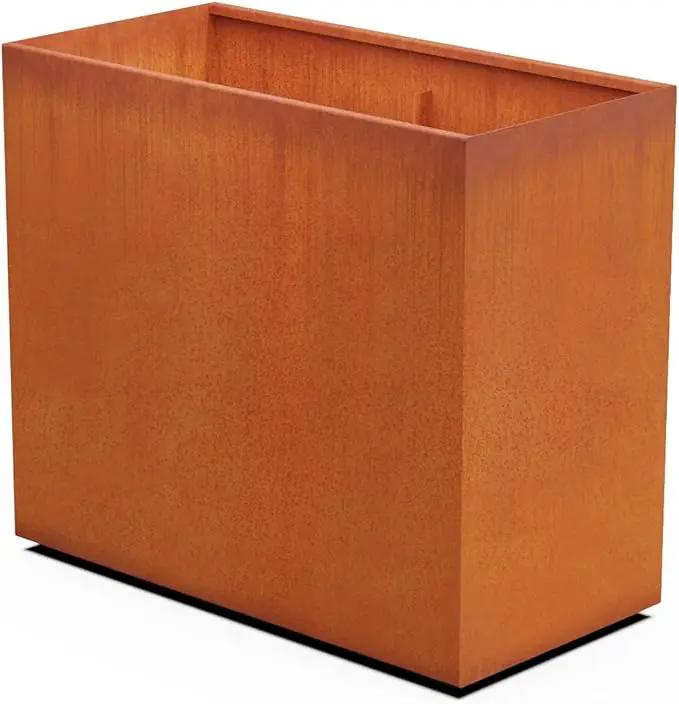 Corten Steel Planter Rectangle Outdoor Metal Garden Box Heavy Duty | Made in USA | Fully Assembled by GreenHaven Gardens
