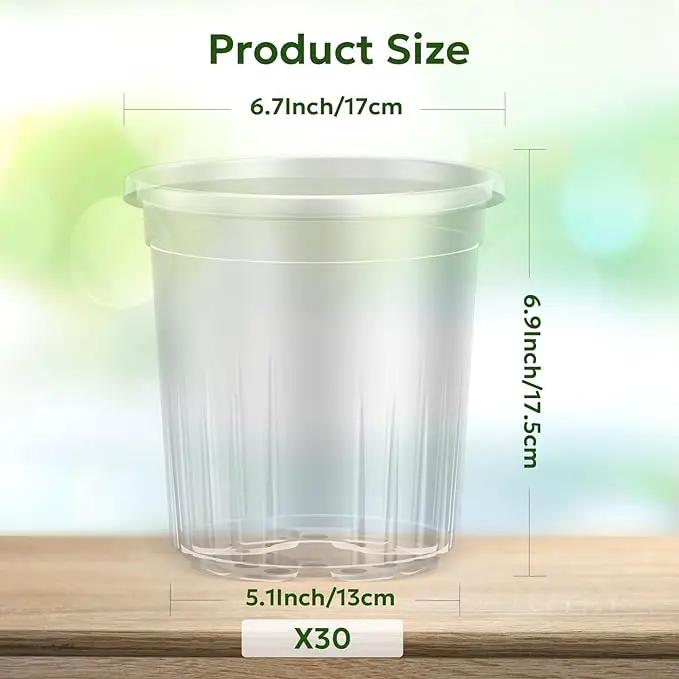 1 Gallon Reinforced Clear Nursery Pots with Drainage Hole, 30 Packs, 6.7 Inch Transparent Pots for Seedlings, Indoor/Outdoor Plants, Veggies, Flowers, and Professional Nursery Use by GreenHaven Gardens