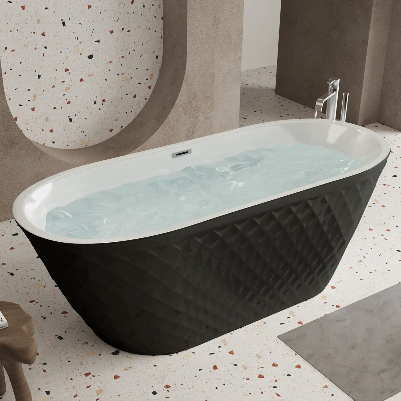 Freestanding Bathtub With Diamond Pattern Design by HouseOfZazla