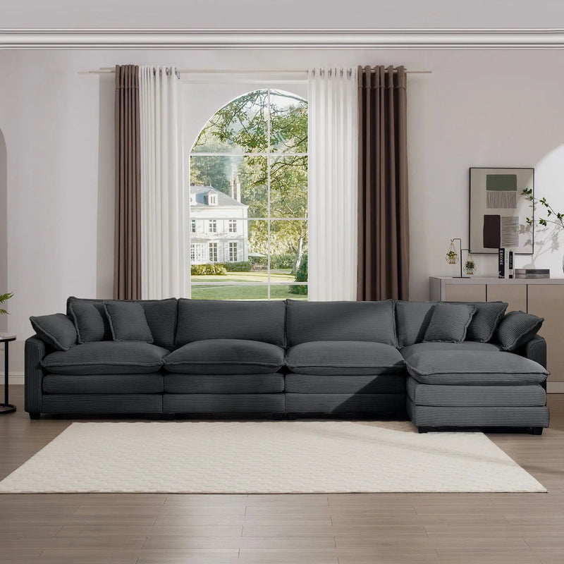 Modern Oversized Modular Cushion Sofa With Ottoman, Low Back, Deep Seating Sofa Set by Unique Piece Furniture