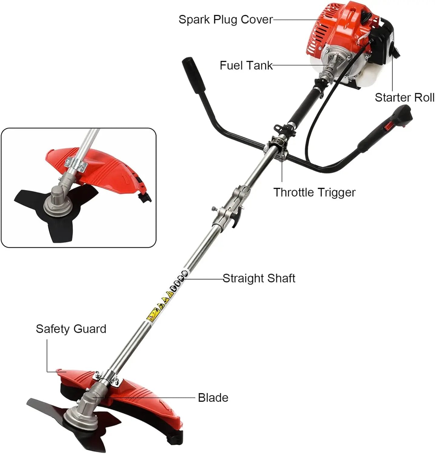String Trimmer,52cc 2-Cycle Gas Powered Backpack Brush Cutter - 2-in-1 Multi-Function Trimmer with Pole Saw, Hedge Trimmer & Grass Blade for Professional Garden Yard Maintenance (USA Stock) by GreenHaven Gardens