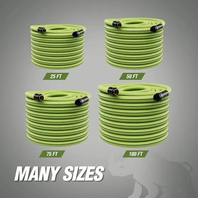 Rugged Rhino Heavy Duty Flexible Light Weight Garden Hose, 50ft x 5/8in, 4 Layer Leakproof Outdoor Gardening Tools, Watering Supplies, Powerful Water Pressure for Lawn, Flowers, Green Black by GreenHaven Gardens