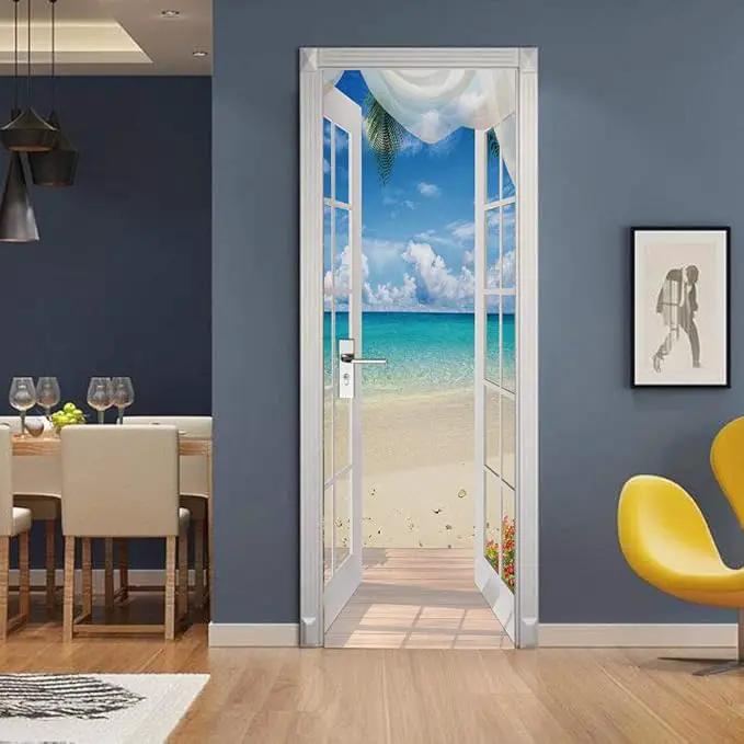 3D Door Stickers Murals - Landscape - Peel and Stick - Waterproof & Washable - Matt Finish - 37.4" x 82.7" by GreenHaven Gardens