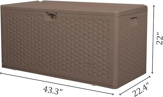 73 Gallon Pro Outdoor Storage Box Waterproof Lockable Resin Deck Box Large, Patio Storage Bin for Pool Accessories Cushion Furniture, Garden Tools, UV-Resistant Outside Delivery Brown by GreenHaven Gardens