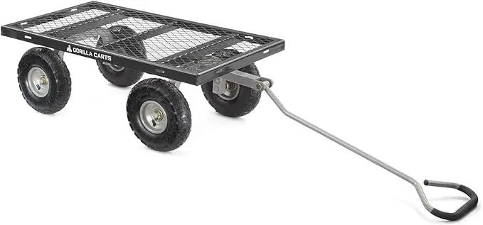 Gorilla Carts Steel Utility Cart, 4 Cu Ft Bed, 800 lb Load Capacity, Black – Heavy-Duty Outdoor Hauling Wagon with Removable Side Panels for Yard, Lawn, Garden or Landscaping by GreenHaven Gardens