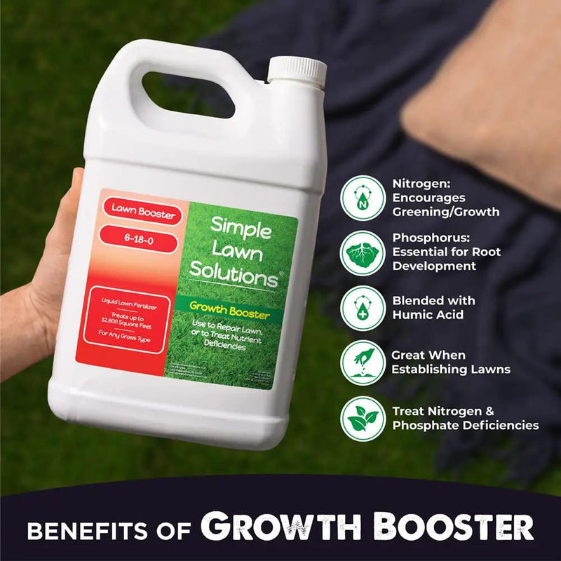 Extreme Grass Growth Lawn Booster- Liquid Spray Concentrated Starter Fertilizer with Humic - Any Grass Type- Simple Lawn Solutions (1 Gallon) by GreenHaven Gardens