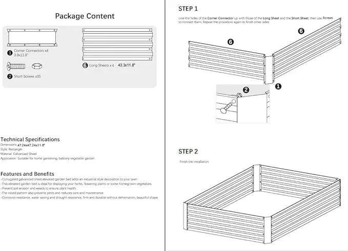 4x4x1ft Metal Raised Garden Bed Kit，Galvanized Garden Bed Box for Vegetables, Flowers, Herbs, and Succulents,120 Gallon Capacity - Green by GreenHaven Gardens