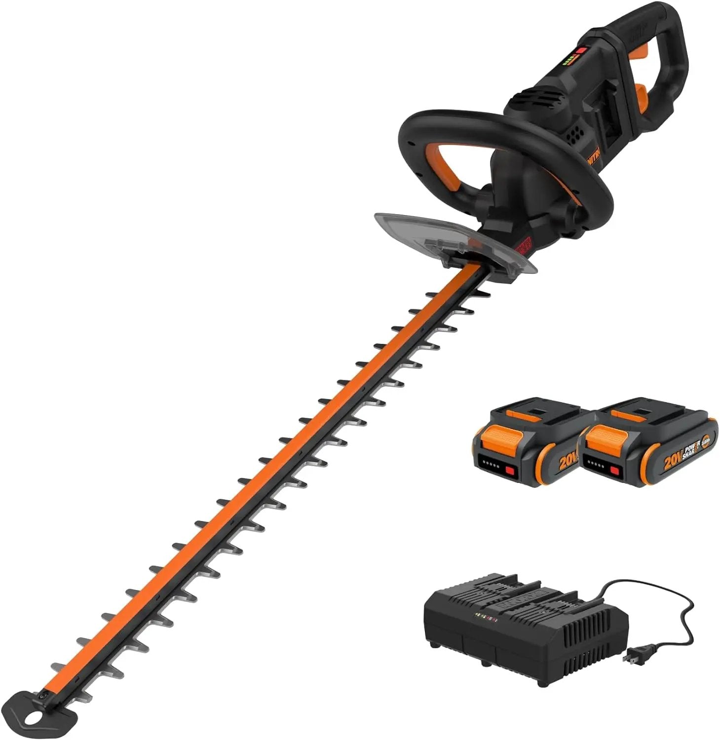WORX Nitro WG286 24" 40V Cordless Hedge Trimmer, Electric Hedge Trimmer with Dual-Action Blades & 3400 SPM, Brushless Bush Trimmer with 180° Rotating Handle, 2 Batteries & Charger Included by GreenHaven Gardens