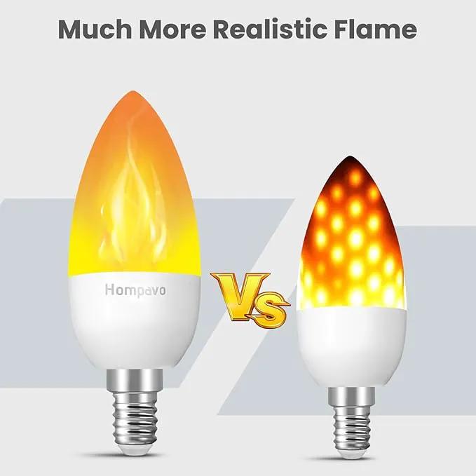 Hompavo 【Upgraded】 LED Flame Light Bulbs, 3 Modes Flickering Light Bulbs, E12 Chandelier Base Candle Fire Light Bulb for Halloween, Christmas, Party, Porch, Indoor & Outdoor Home Decoration - 6 Pack by GreenHaven Gardens