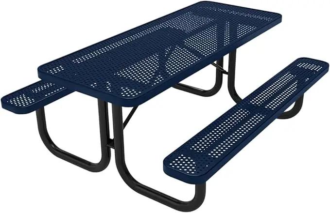 T6-P-TXTDBL Heavy Duty Rectangular Portable Picnic Table, 6 Ft, Textured Dark Blue, Made in America by GreenHaven Gardens