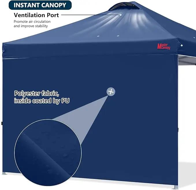 MASTERCANOPY Durable Pop-up Canopy Tent with 1 Sidewall (8'x8',Navy Blue) by GreenHaven Gardens